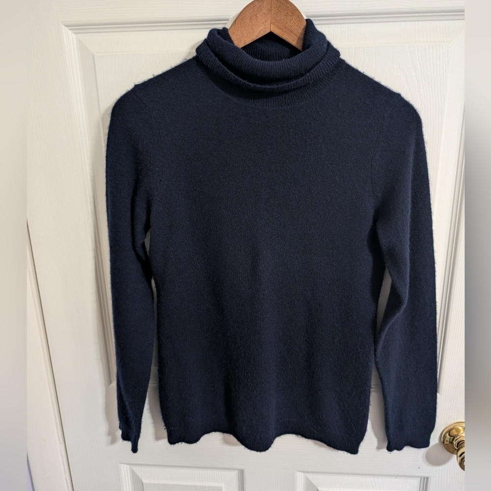 Charter Club Cashmere Luxury Turtleneck Sweater Womens Blue Size Small